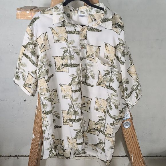 Premier International Mens Polyester Tropical Button Up Short Sleeve Shirt XL - Picture 1 of 4